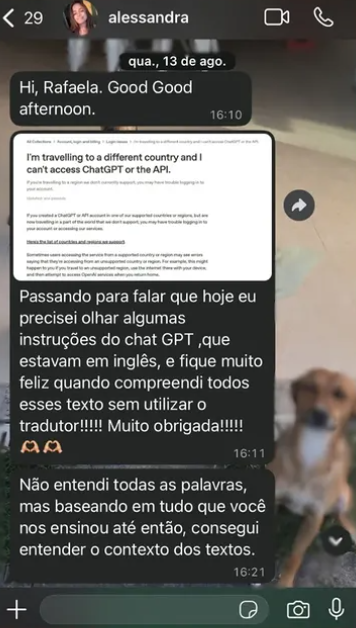 Depoimento de aluno 1